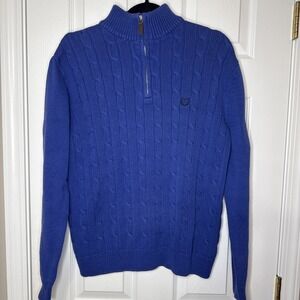 💙 CHAPS Ralph Lauren Cable Knit Quarter-Zip Sweater | Royal Blue | Size S/P/CH